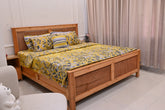 Wooden Jaali Bed With 2x Side Tables